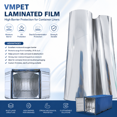 150μm VMPET 라미네이트 필름: 선박 컨테이너 단열 및 습도 장벽 보호